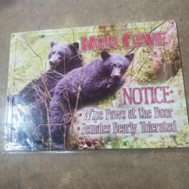 C-Metal Sign 42 Man Cave, Wipe Paws At Door